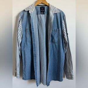 Vintage Bugle Boy Denim Colorblock Shirt M